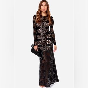 LULUS Exclusive Cut Above the Rest Black Lace Maxi Dress